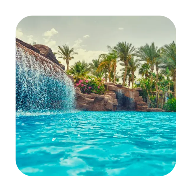 pool with waterfall