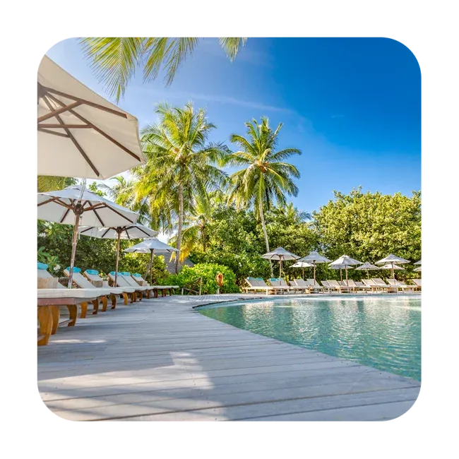 clean pool deck and chairs