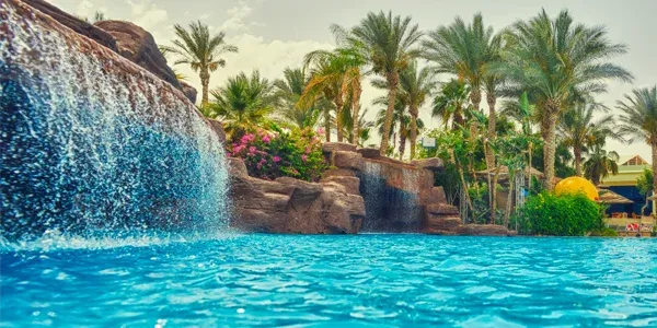 pool with waterfall